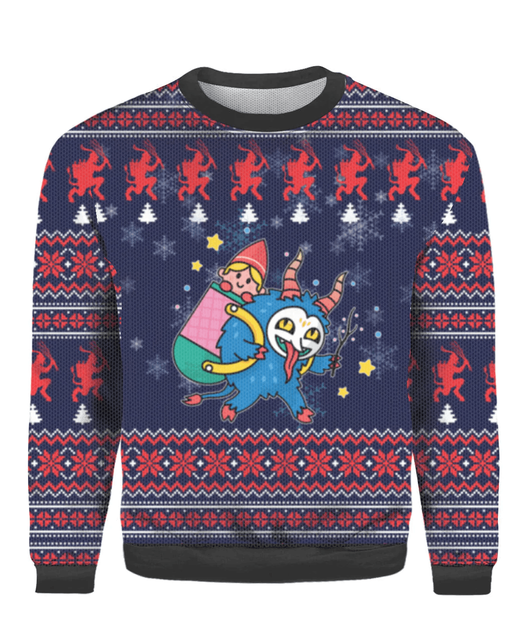Funny Merry Krampus Christmas Ugly Sweater - Santa Joker