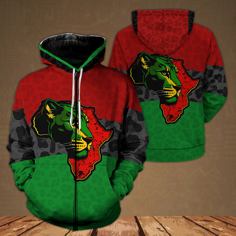 The Flag Of The African Panther Zip Hoodie