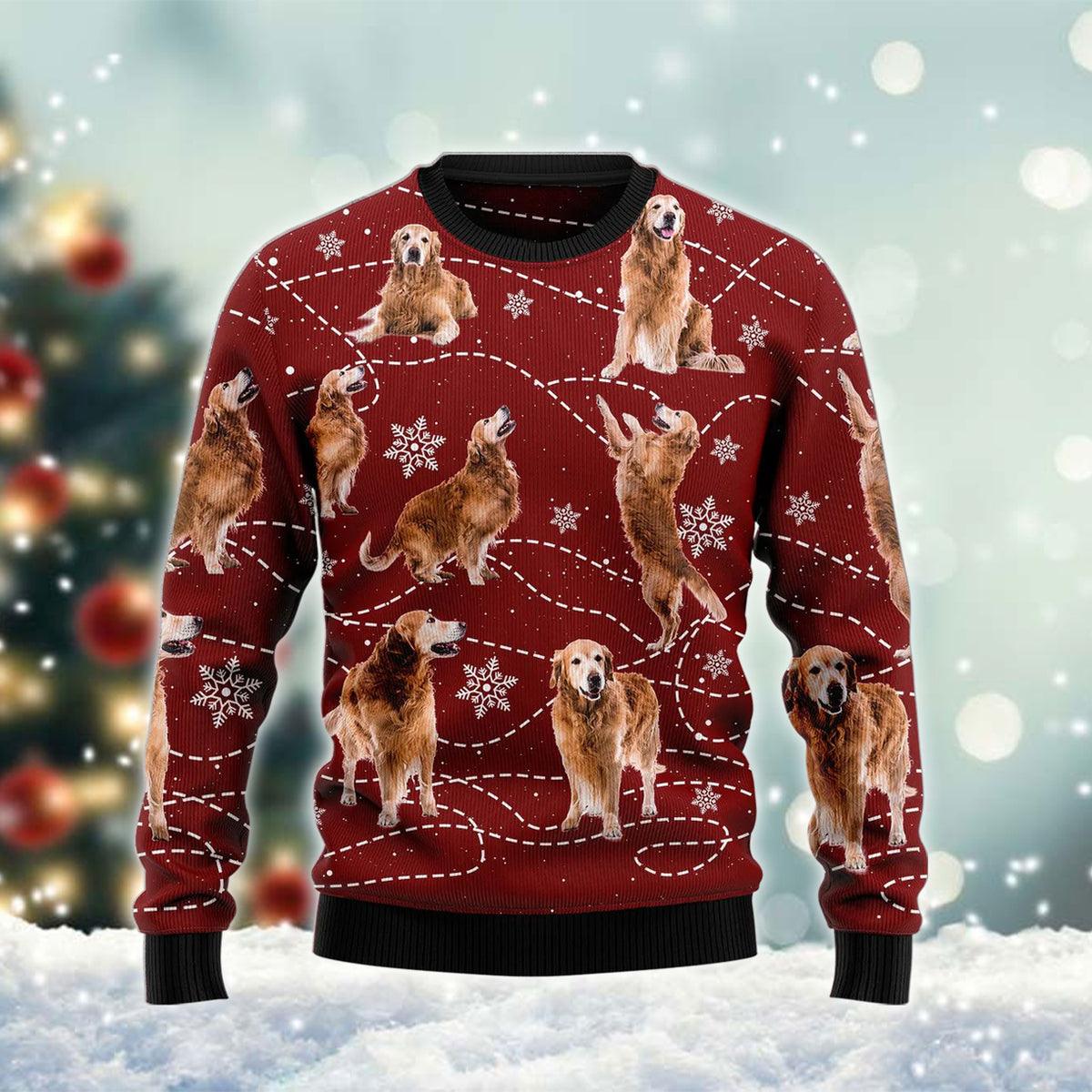 Golden Retriever Love Snow Ugly Sweater | Golden Retriever Jumper