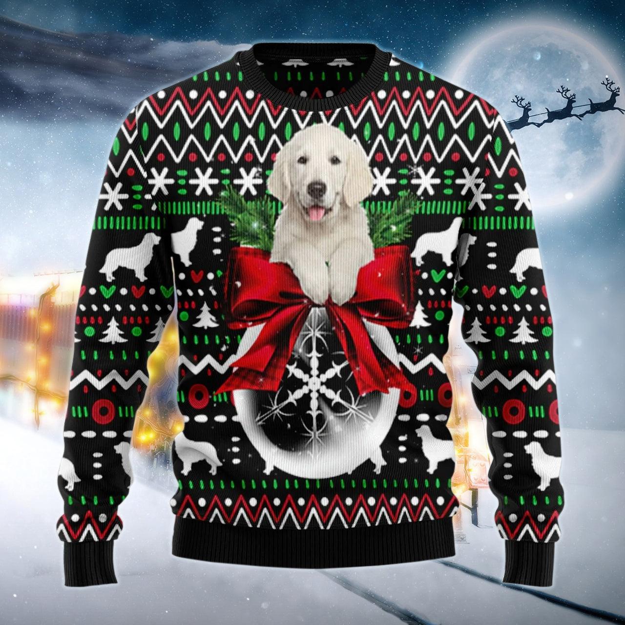 Golden Retriever Puppy Xmas Ugly Sweater - Santa Joker
