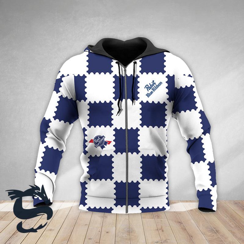 Gorgeous Gingham Pabst Blue Ribbon Hoodie & Zip Hoodie - Santa Joker