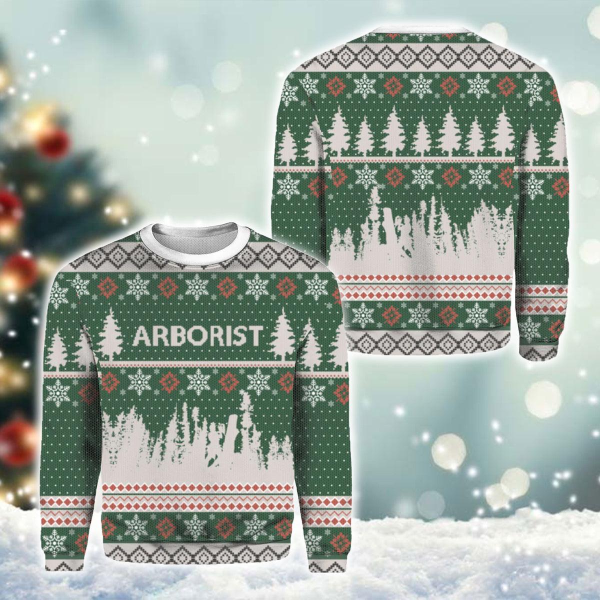 Green Arborist Christmas Ugly Sweater - Santa Joker