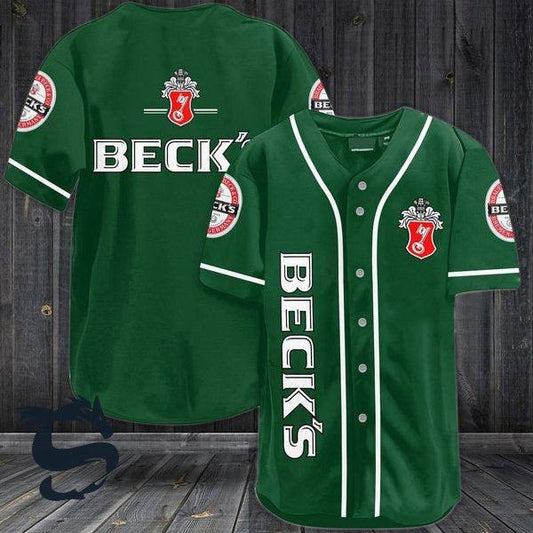 Green Beck's Beer Baseball Jersey - Santa Joker