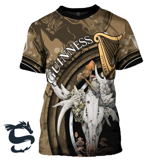 Guinness Deer Skull With Mushrooms T-shirt