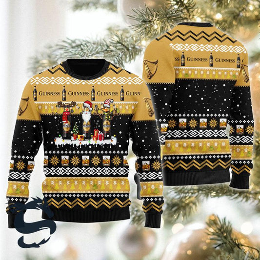 Guinness Santa Reindeer Snowflake Xmas Sweater - Santa Joker