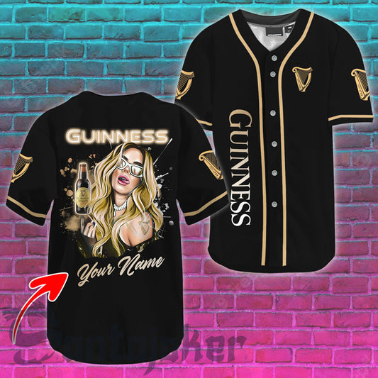 Personalized The Girl Get Drunk With Guinness Beer Baseball Jersey