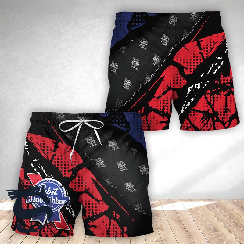 Halftone Pabst Blue Ribbon Hawaii Shorts - Santa Joker