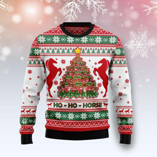 Ho Ho Horses Christmas Tree Ugly Sweater - Santa Joker