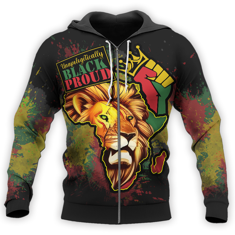 Unapologetically Lion Black And Proud Zip Hoodie
