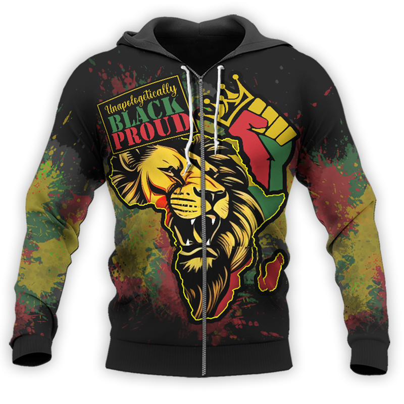 Unapologetically Lion Black And Proud  Zip Hoodie