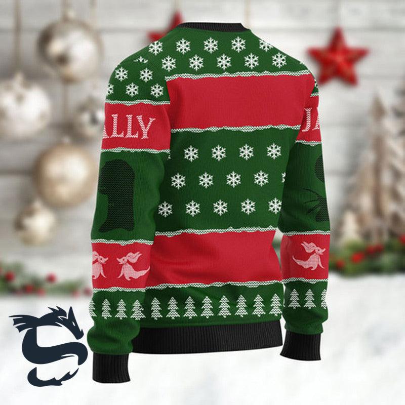 Jack & Sally We're Simply Meant to Be Christmas Ugly Sweater - Santa Joker
