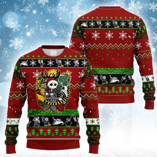 Jack Skellington's Christmas Plan Ugly Sweater - Santa Joker
