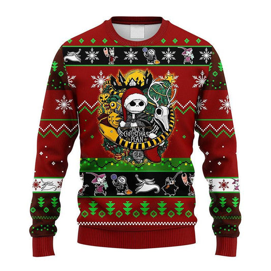 Jack Skellington's Christmas Plan Ugly Sweater - Santa Joker