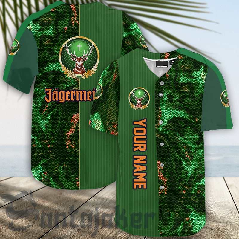 Personalized Buck Horn Jagermeister Baseball Jersey