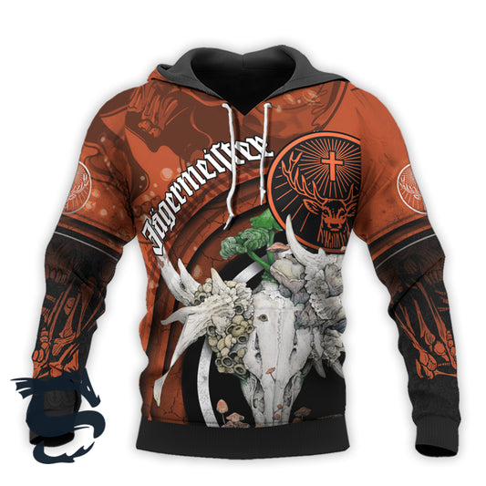 Personalized Jagermeistert Deer Skull With Mushrooms Hoodie 