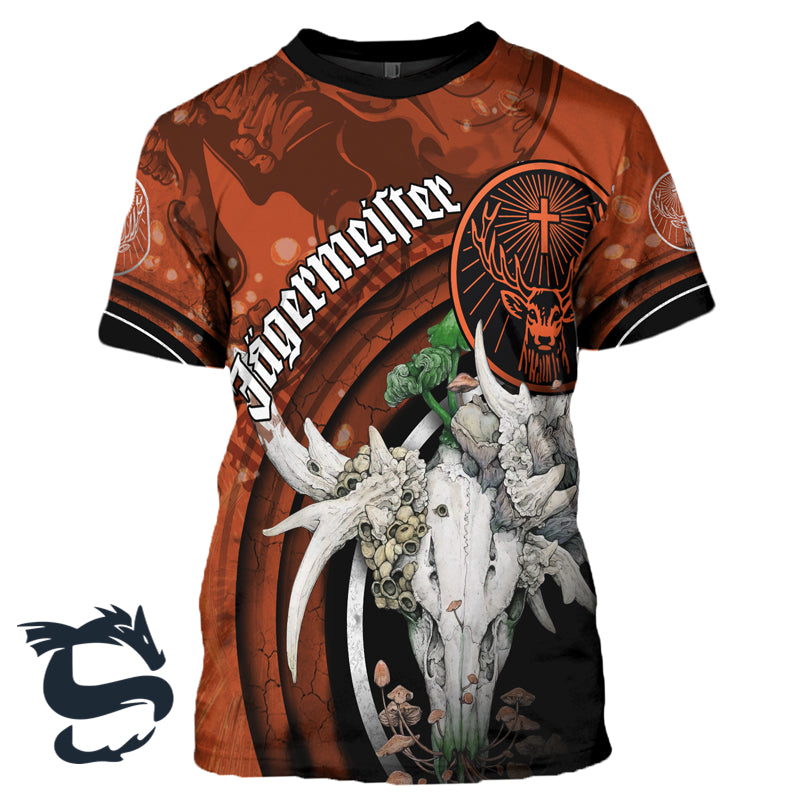 Jagermeistert Deer Skull With Mushrooms T-shirt