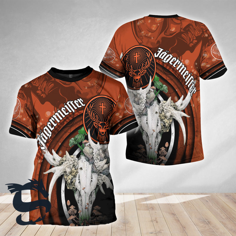 Jagermeistert Deer Skull With Mushrooms T-shirt