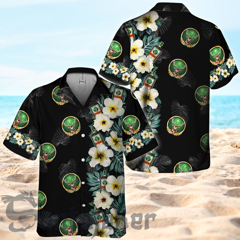 Hibiscus Palm Leaves Jagermeister Hawaii Shirt