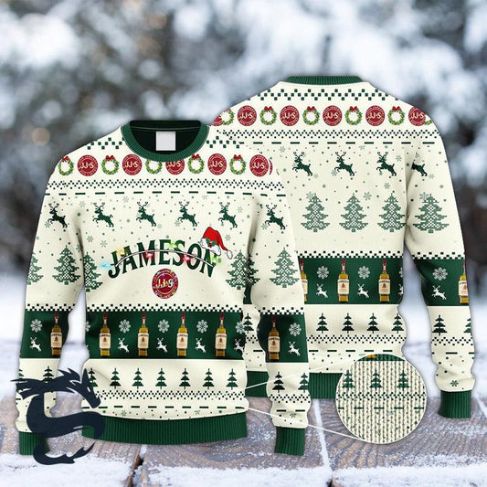 Jameson Irish Reindeer Snowy Night Ugly Sweater - Santa Joker