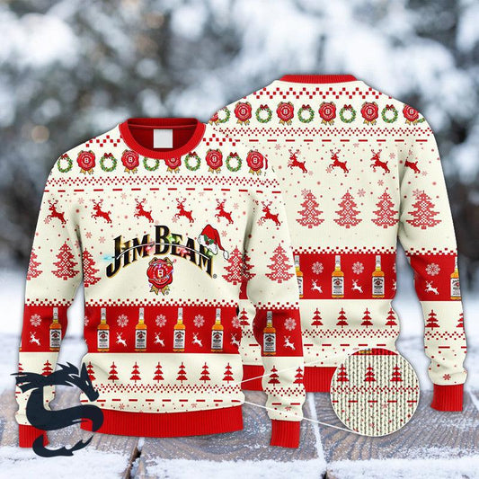 Jim Beam Reindeer Snowy Night Ugly Sweater - Santa Joker