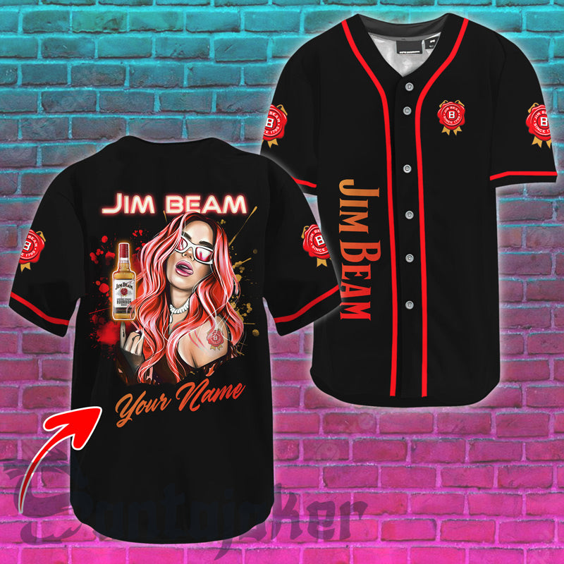 Personalized The Girl Get Drunk With Jim Beam Whisky Baseball Jersey