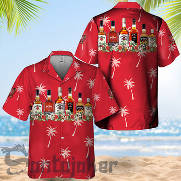 Red Palm Tree Jim Beam Hawaiian Shirt