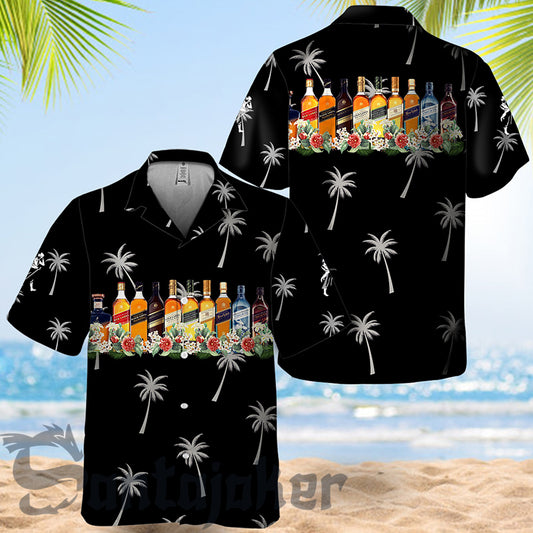 Black Palm Tree Johnnie Walker Hawaiian Shirt