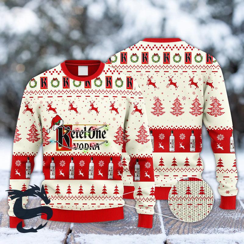 Ketel One Vodka Reindeer Snowy Night Ugly Sweater - Santa Joker