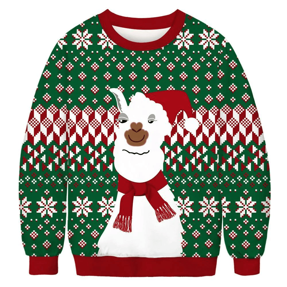 Lovely The Alpaca Christmas Ugly Sweater - Santa Joker