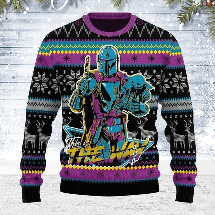Mandalorian Baby Yoda Christmas Sweater - Santa Joker
