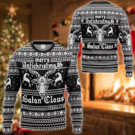 Merry Antichristmas Satan Claus Ugly Sweater - Santa Joker