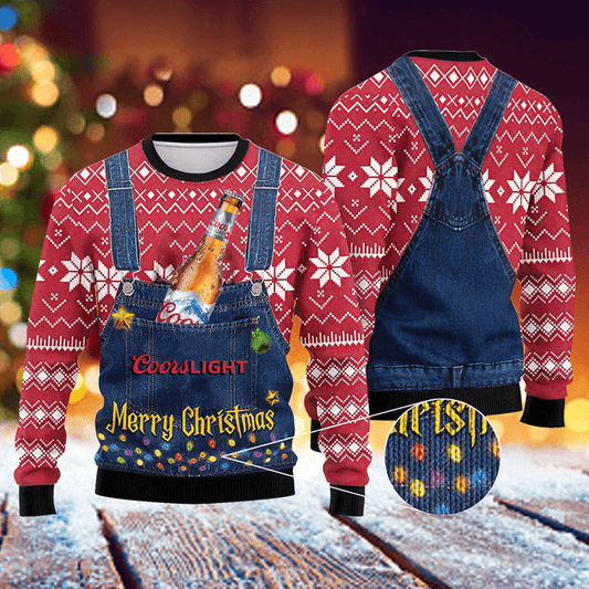Merry Christmas Coors Light Ugly Sweater - Santa Joker