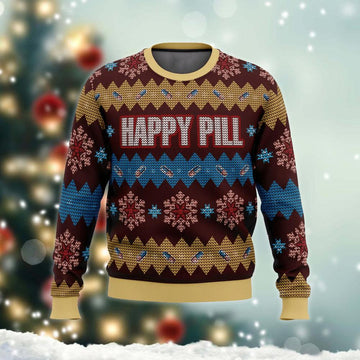 Merry Christmas Happy Pill Ugly Sweater - Santa Joker