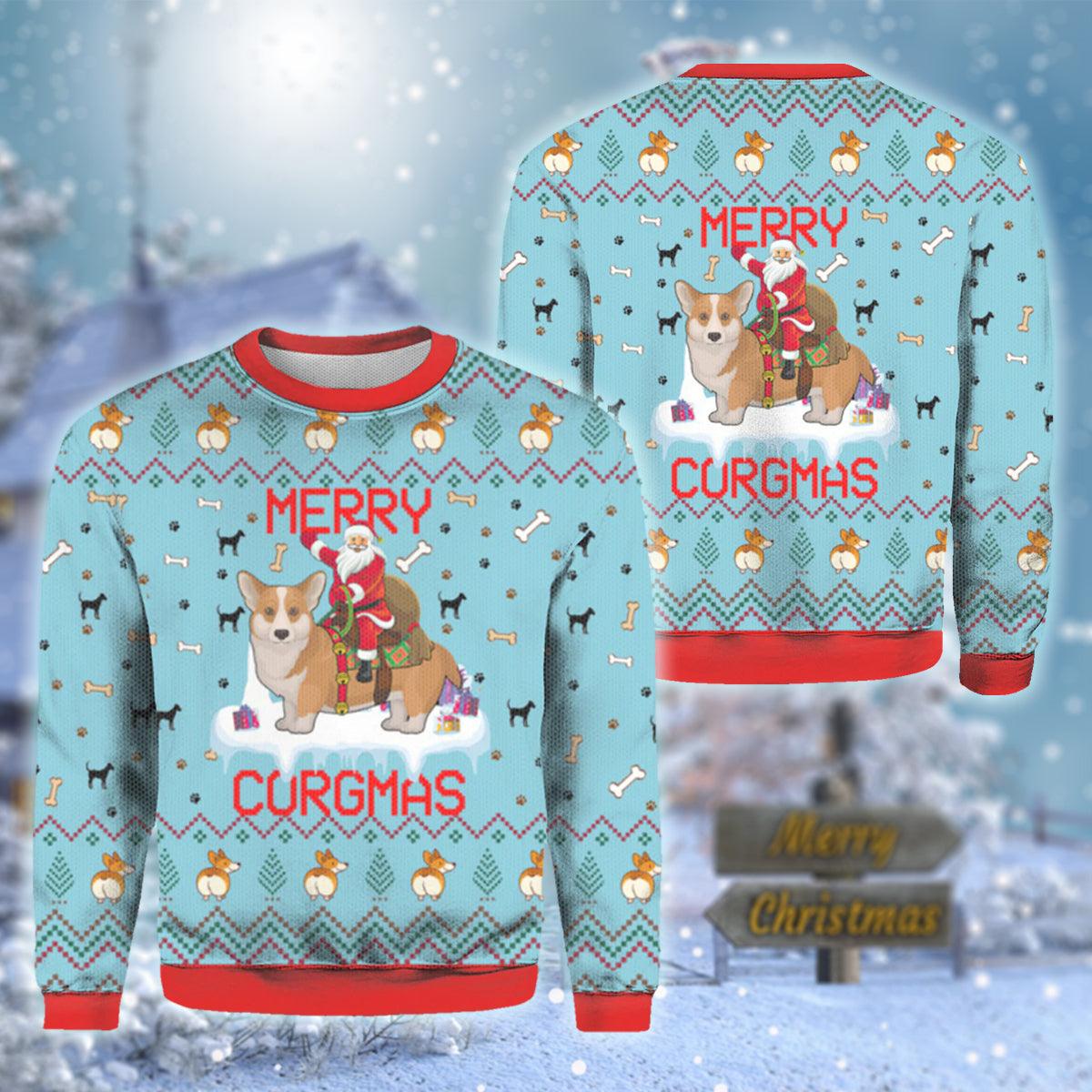 Merry Corgmas And Santa Claus Ugly Sweater - Santa Joker