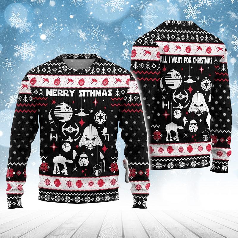 Merry Sithmas Darth Vader Ugly Sweater - Santa Joker