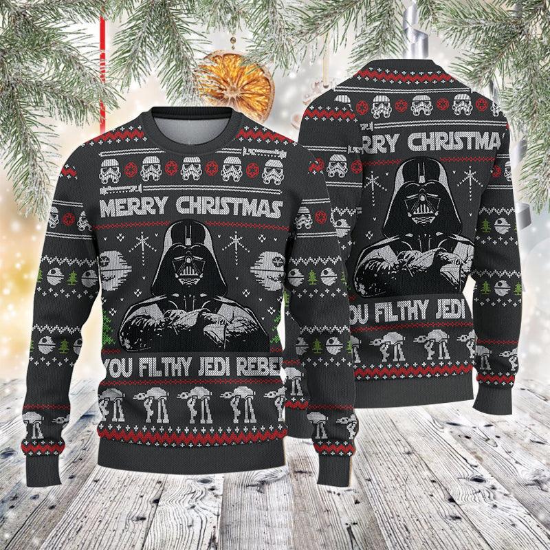 Merry Xmas You Filthy Jedi Rebel Ugly Sweater - Santa Joker