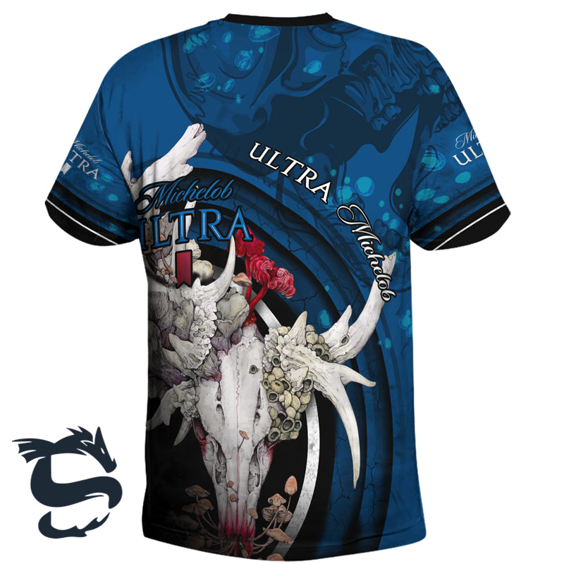 Michelob ULTRA Deer Skull With Mushrooms T-shirt