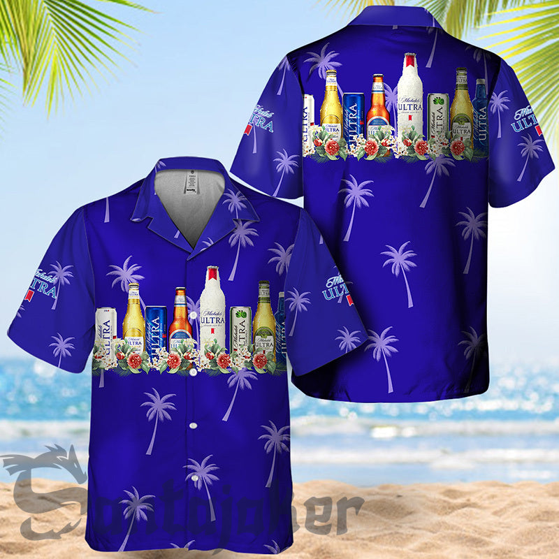 Blue Palm Tree Michelob ULTRA Hawaiian Shirt