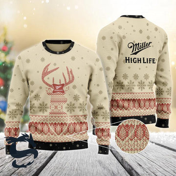 Miller High Life Reindeer Snowy Christmas Sweater - Santa Joker