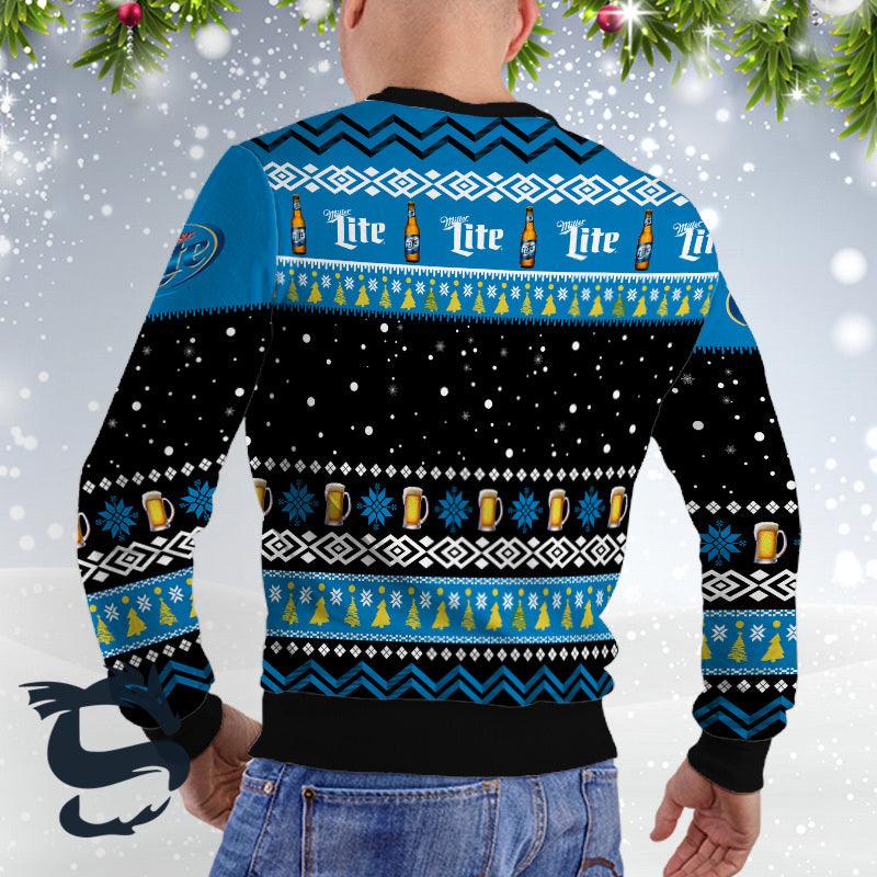 Miller Lite Santa Reindeer Snowflake Christmas Sweater - Santa Joker