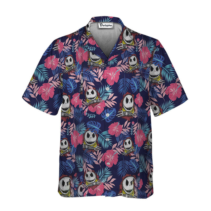 Jack Skellington Tropical Palm Hawaiian Shirt