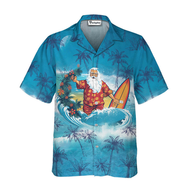 Santa Surfing Hawaiian Shirt