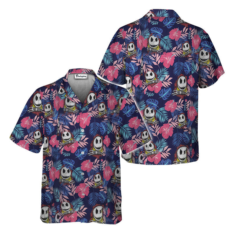 Jack Skellington Tropical Palm Hawaiian Shirt