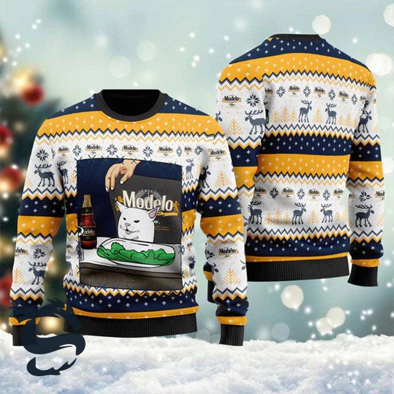 Modelo Negra Cat Meme Christmas Ugly Sweater - Santa Joker