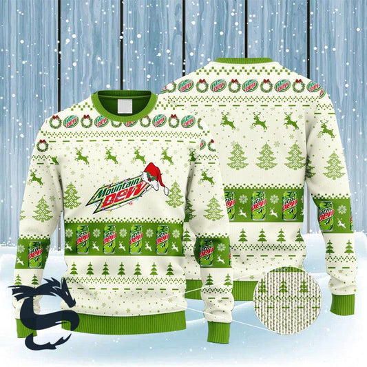 Mountain Dew Reindeer Snowy Night Ugly Sweater - Santa Joker