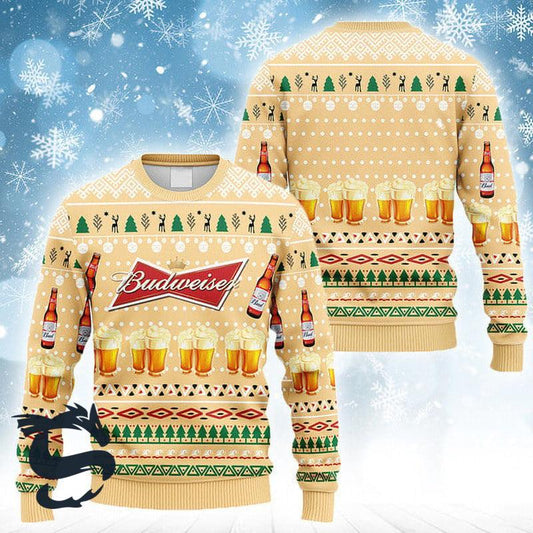Novelty Budweiser Christmas Ugly Sweater - Santa Joker