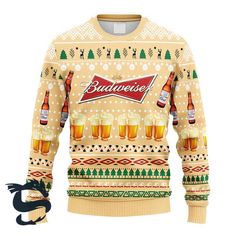 Novelty Budweiser Christmas Ugly Sweater - Santa Joker