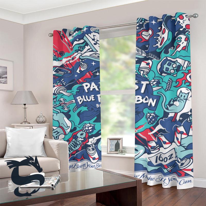 Pabst Blue Ribbon Blackout Grommet Curtains - Santa Joker