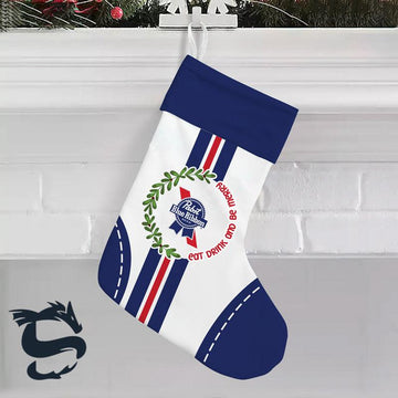 Pabst Blue Ribbon Eat Drink And Be Merry Christmas Stockings - Santa Joker