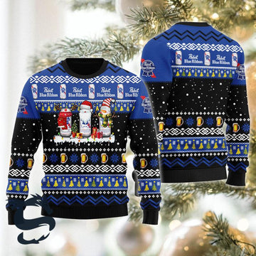 Pabst Blue Ribbon Santa Reindeer Snowflake Christmas Sweater - Santa Joker